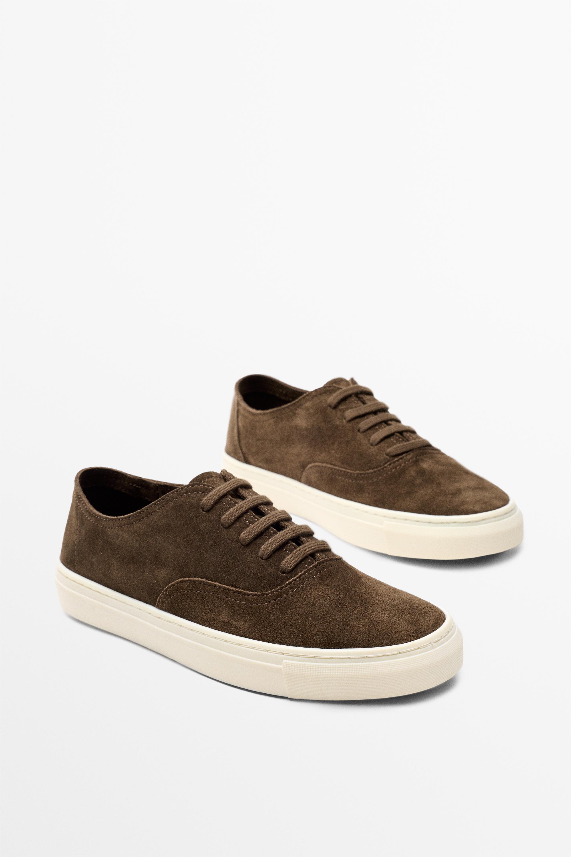 Soft split suede leather sneaker